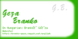 geza branko business card